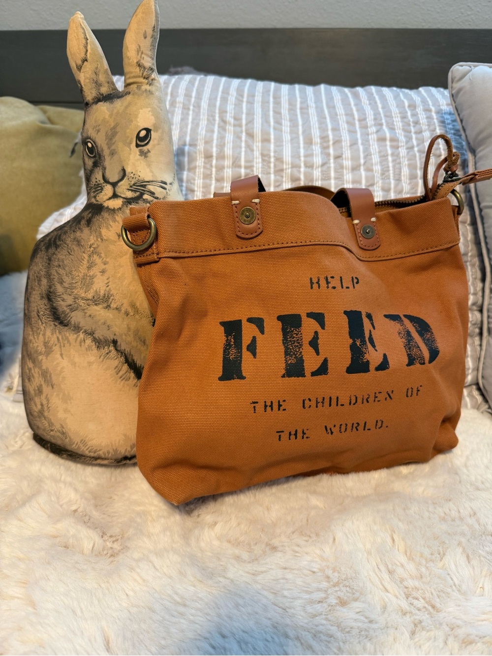 Feed Project -Eleanor Tan Canvas Crossbody bag